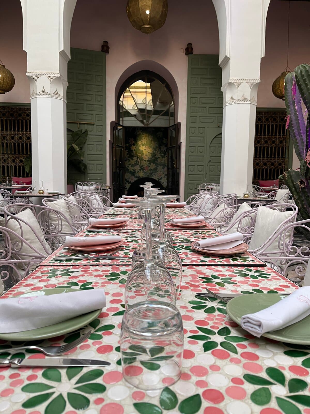 Table setting with zellige